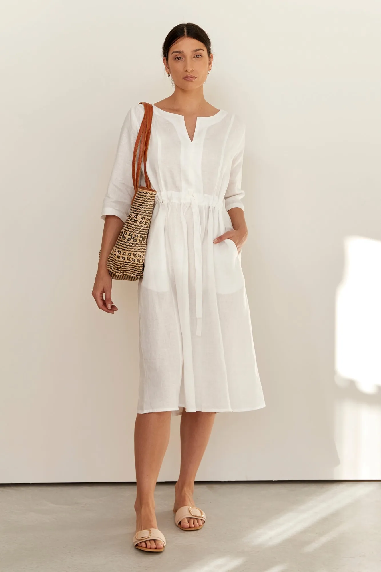 Nelle Linen Dress Warm White