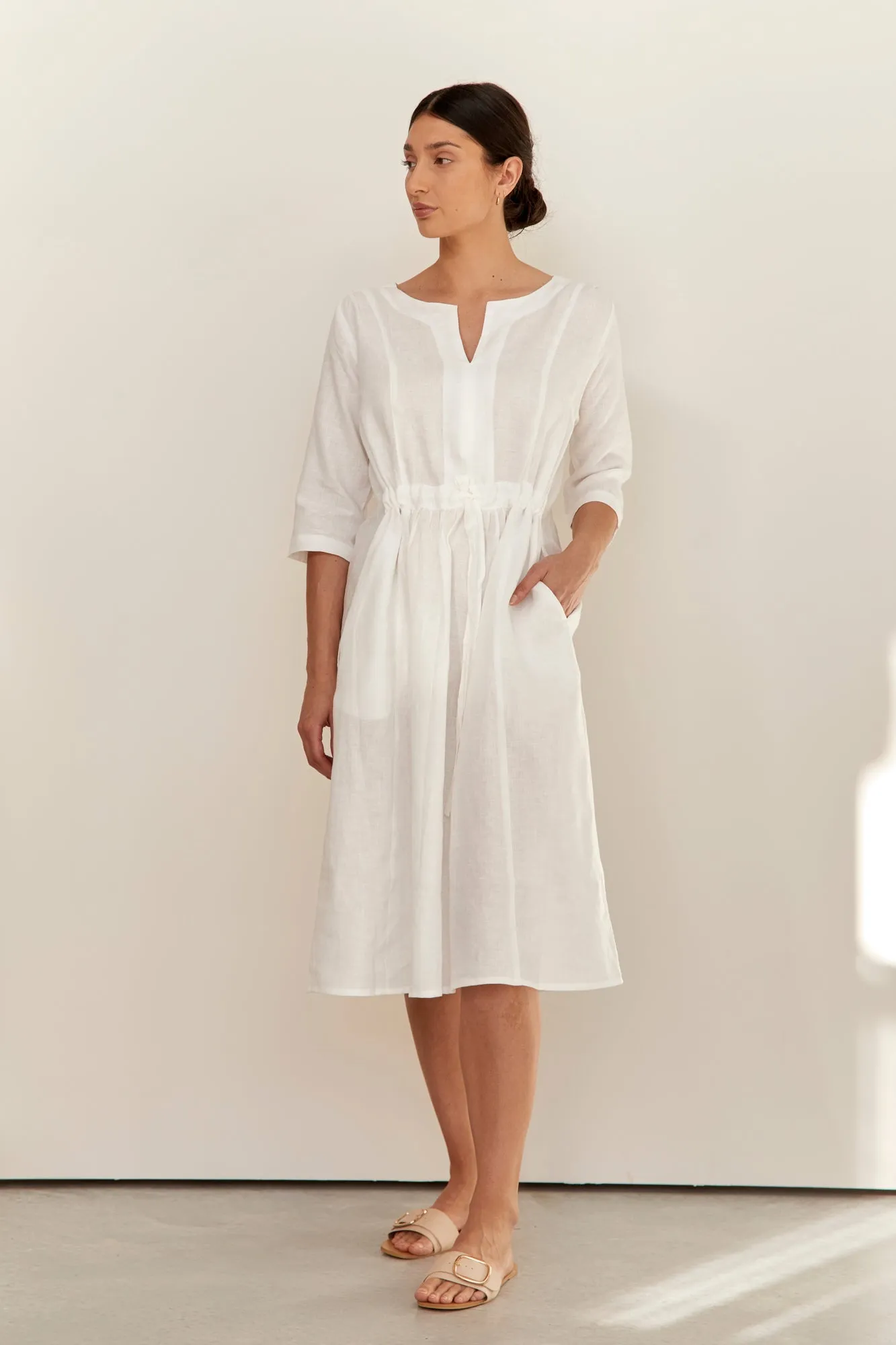 Nelle Linen Dress Warm White