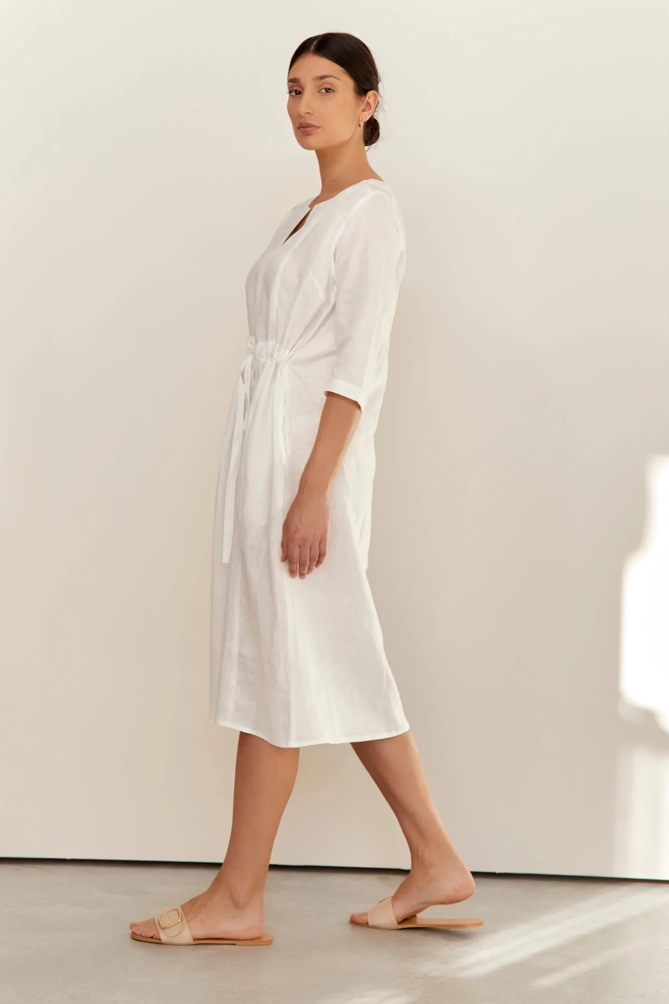 Nelle Linen Dress Warm White