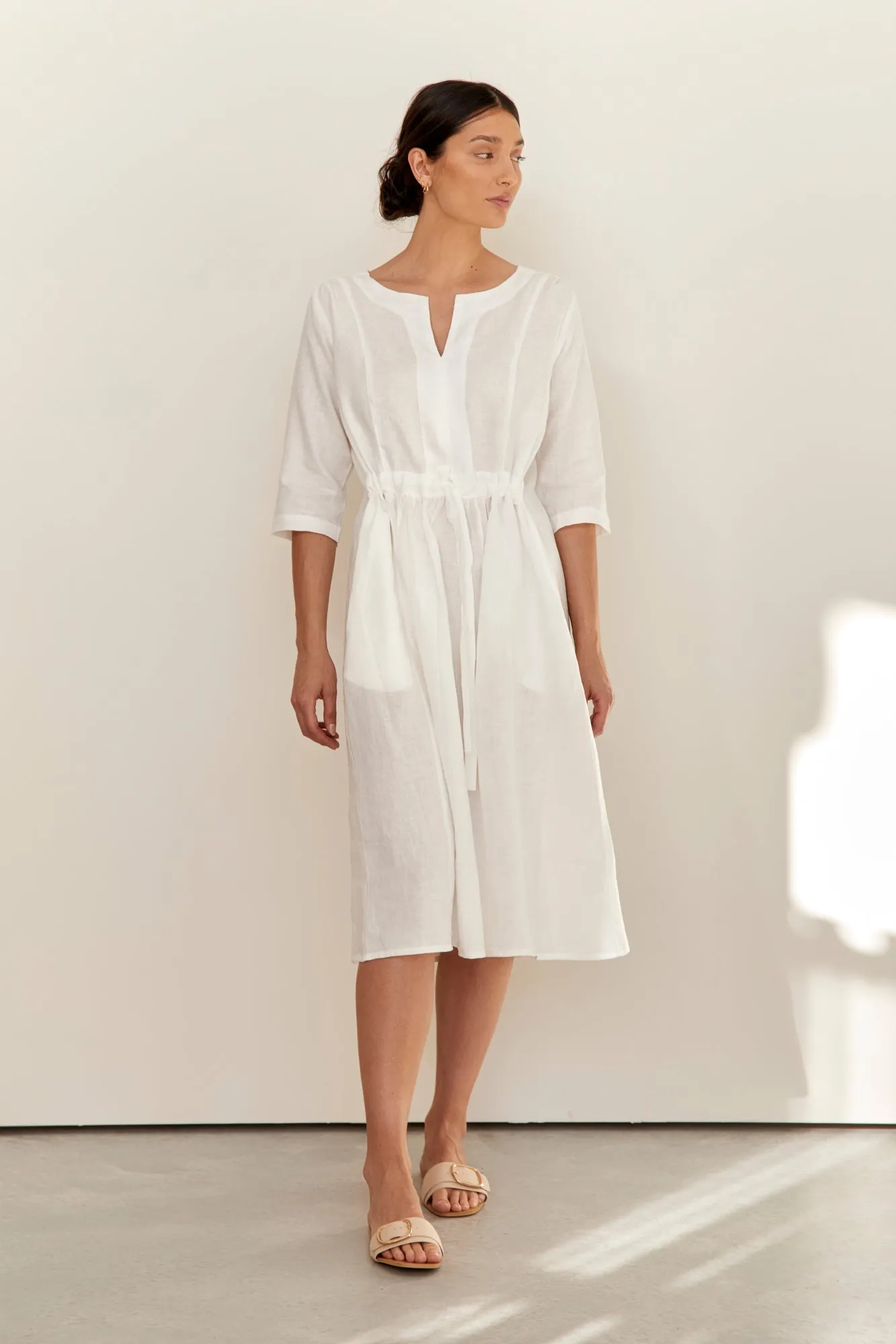 Nelle Linen Dress Warm White