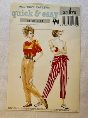 Neue Mode Quick and Easy J21670 UNCUT Adult Pants Sizes 12-24