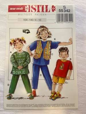 Neue Mode S55342 Pattern CUT Childrens' Vest, Crewneck, Shirt, Shorts, Pants ages 4-10