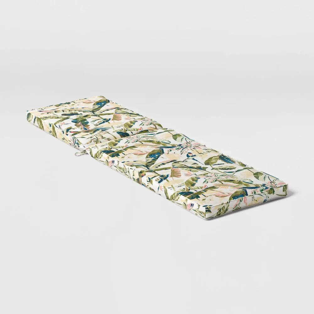 NEW - 78"x24" Cavendish Canary Tropical Woven Outdoor Chaise Lounge Cushion Multicolor - Threshold
