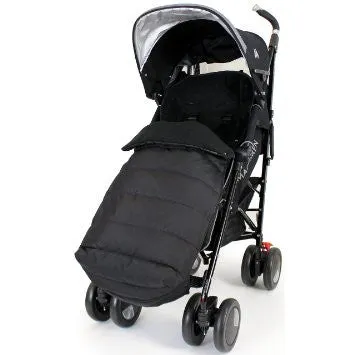 New Luxury Padded Footmuff Liner - Black Fit Maclaren Quest Triumph Techno