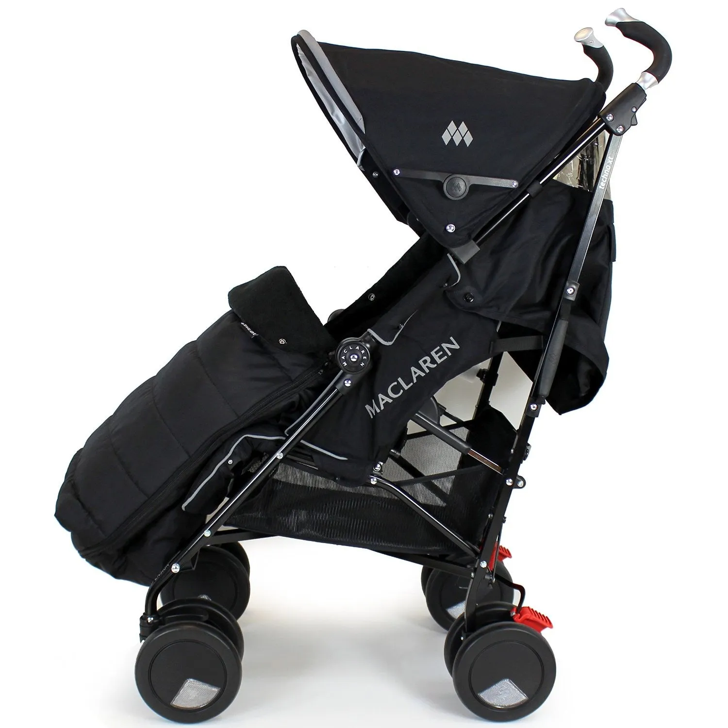 New Luxury Padded Footmuff Liner - Black Fit Maclaren Quest Triumph Techno