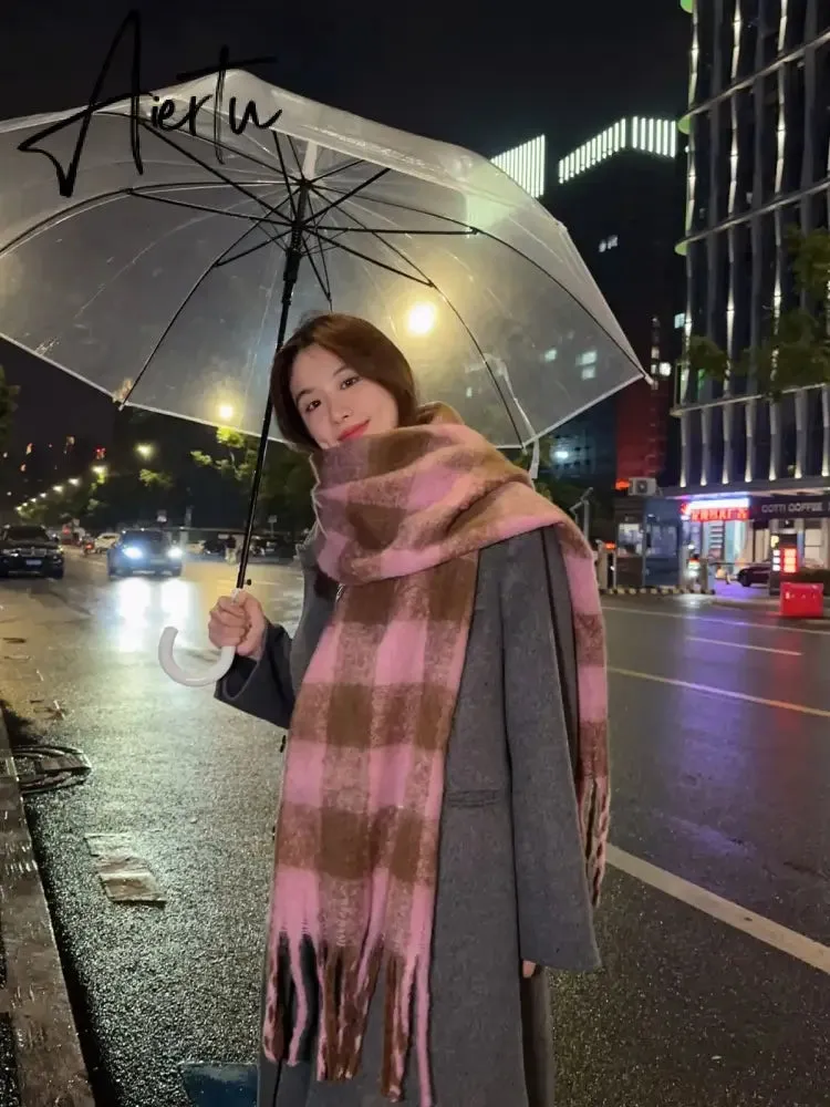 New Thickened Warm Men and Women's Scarf Simple Wind Fashion Wild Plaid Imitation Cashmere Girl Student Windproof Scarves