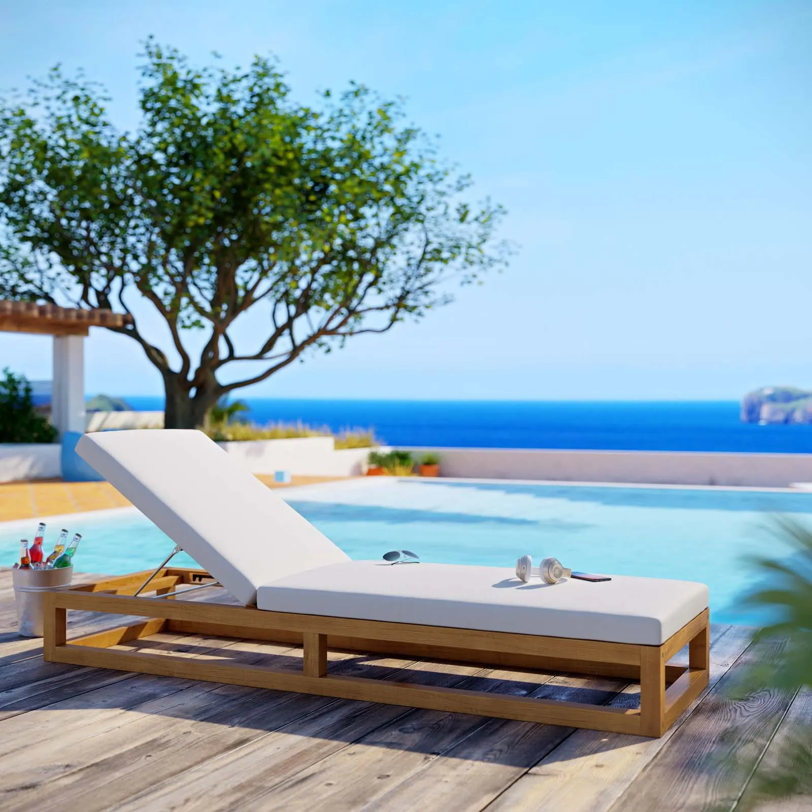 Newbury Outdoor Patio Premium Grade A Teak Wood Lounge Chair