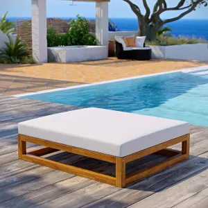 Newbury Outdoor Patio Premium Grade A Teak Wood Ottoman Natural White