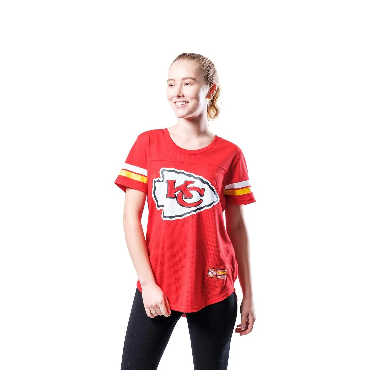 NFL Official Women's Super Soft Mesh Jersey T-Shirt, Kansas City Chiefs, Team Color|Kansas City Chiefs