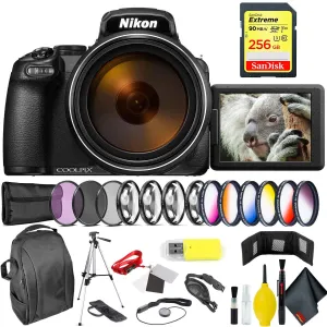 Nikon COOLPIX P1000 Digital Camera   256GB Sandisk Extreme Memory Card Professional Bundle International Model