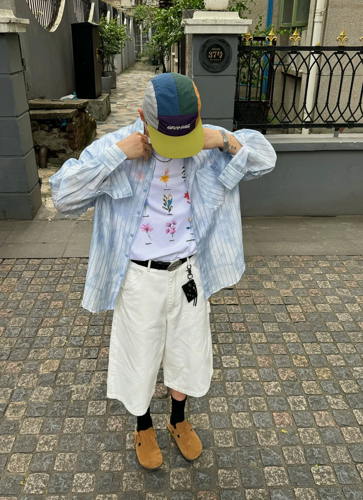 Nine Tie-Dyed Vertical Stripes Shirt