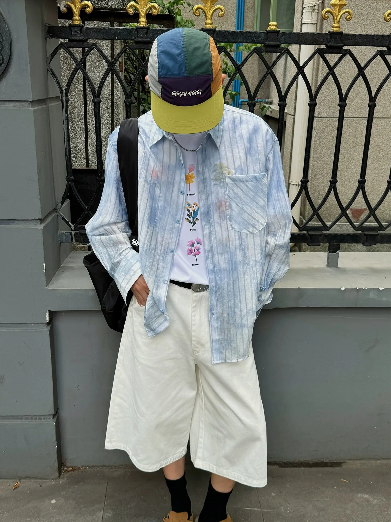 Nine Tie-Dyed Vertical Stripes Shirt