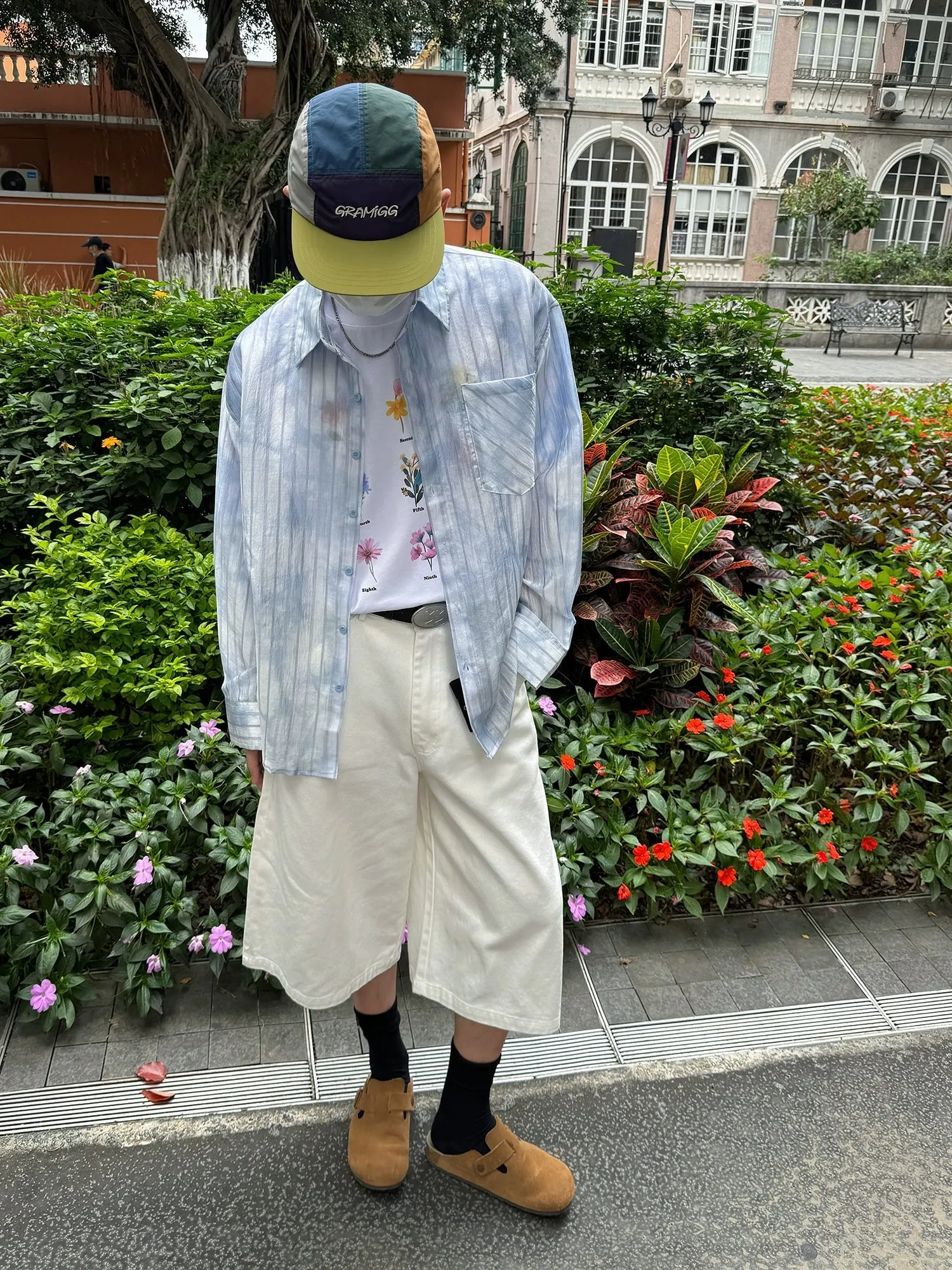 Nine Tie-Dyed Vertical Stripes Shirt