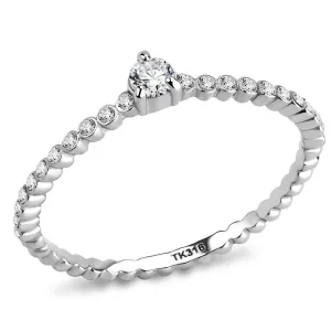 No Plating Stainless Steel Ring with AAA Grade CZ in Clear for Women Style DA343