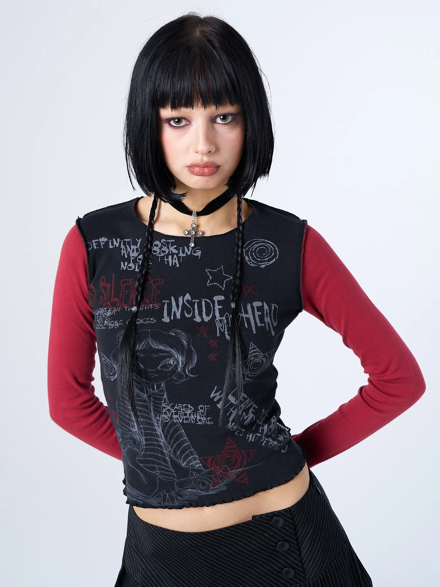 No Silence Red & Black Graphic Top