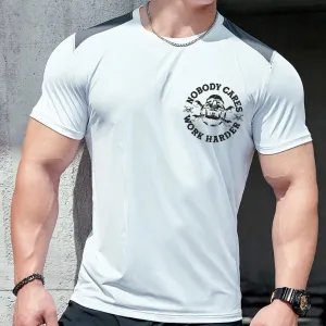 NOBODY CARES COLOR BLOCK ACTIVE DRY-FIT MOISTURE WICKING GRAPHIC TEE