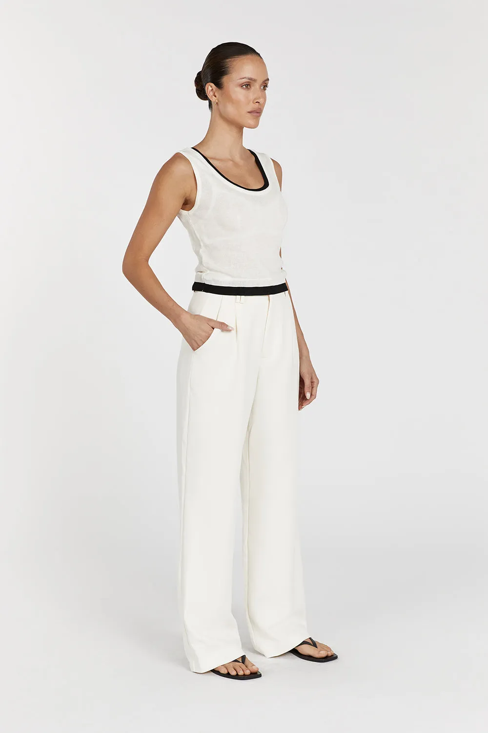NOEL OFF WHITE CONTRAST KNIT TANK