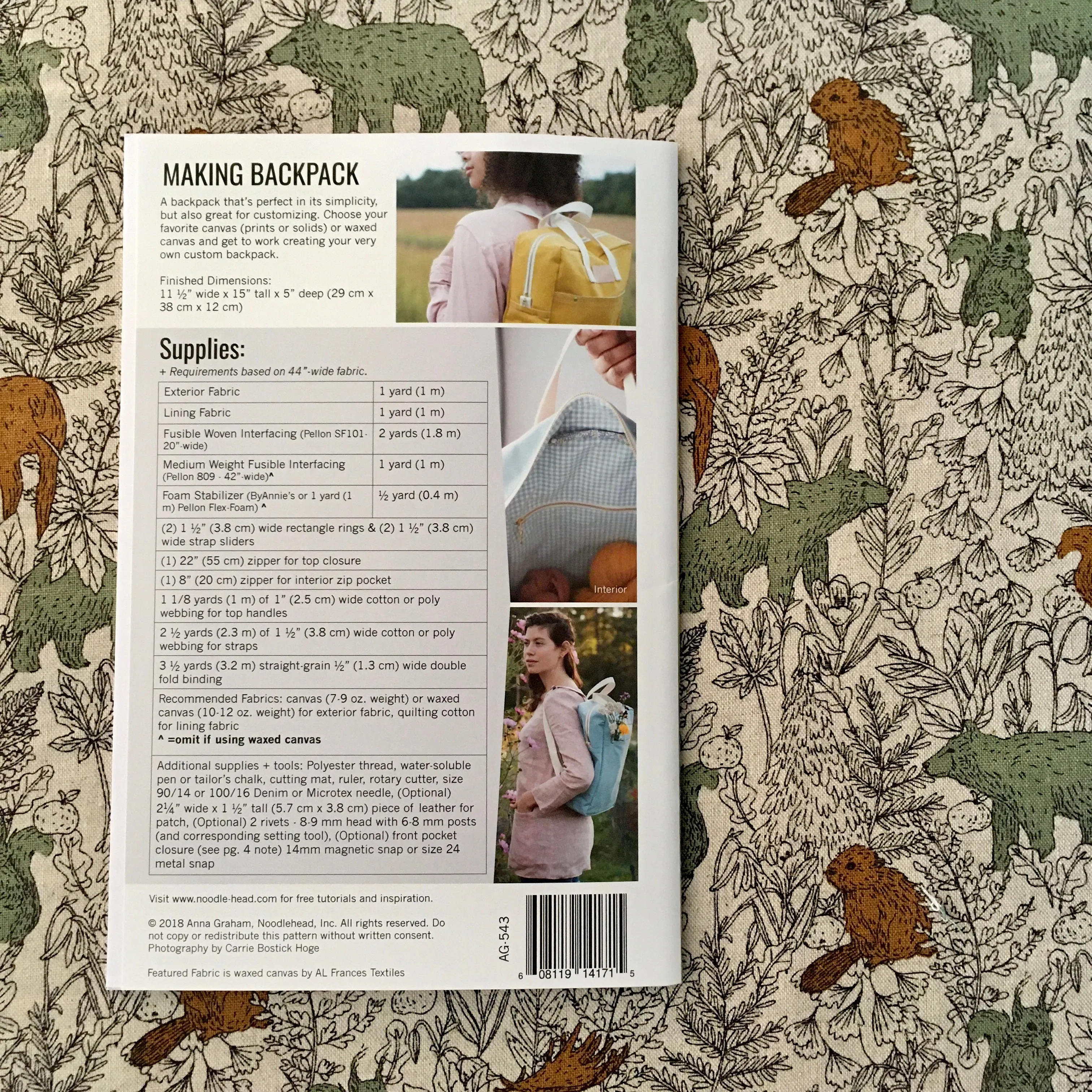 Noodlehead Making Backpack Pattern