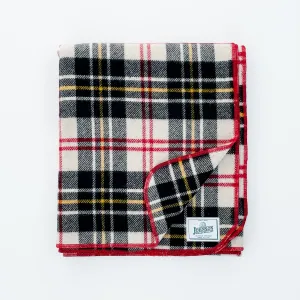 Norris Wool Throw - Black, White, Yellow, & Red Plaid