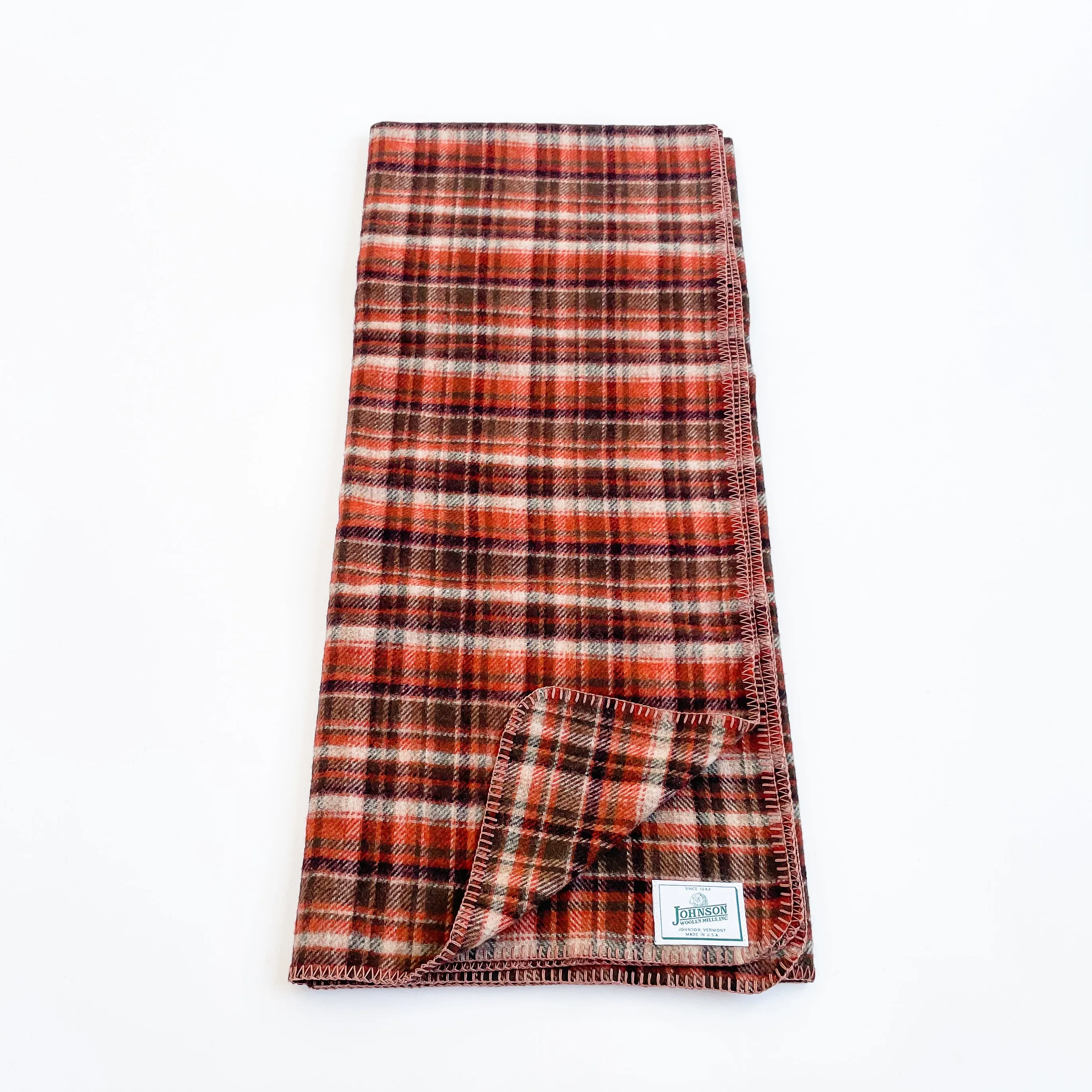 Norris Wool Throw - Rust,Tan, & Brown Plaid