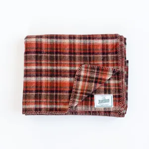 Norris Wool Throw - Rust,Tan, & Brown Plaid