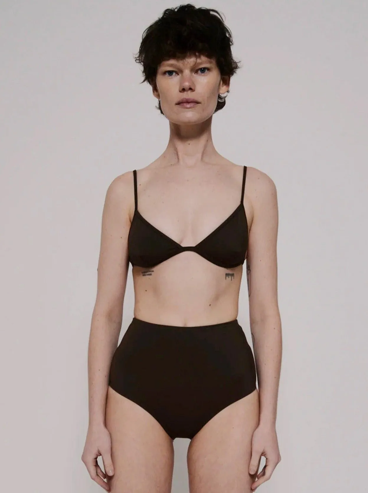 Nu Swim: Yes Fixed Triangle Bikini Top - Black