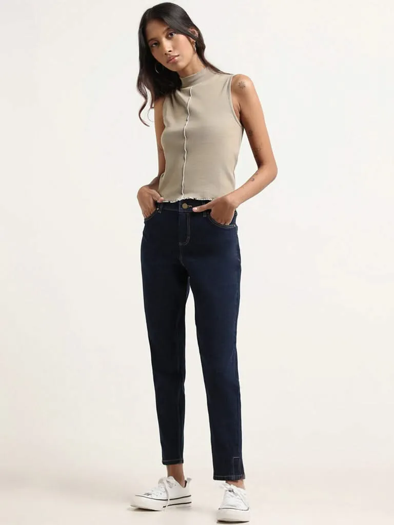 Nuon Dark Blue Slim - Fit Mid - Rise Jeans