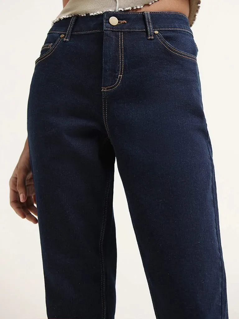 Nuon Dark Blue Slim - Fit Mid - Rise Jeans