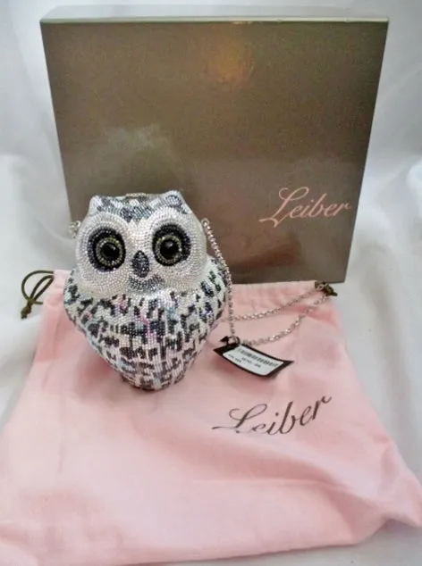 NWT NEW JUDITH LEIBER SNOWY OWL Purse Evening Bag Bird WOW!