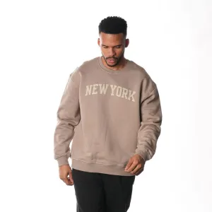 NY KNICKS CREW FLEECE - WARM GREY