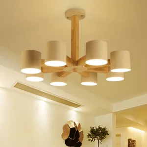 Oak pendant light with 3-6-8 heads