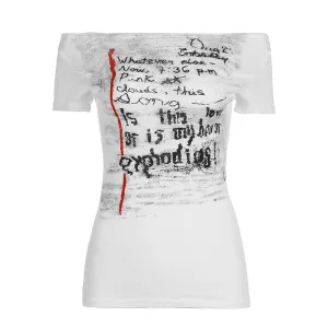 Off-Shoulder Graphic Print Top