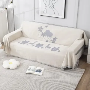 Off-White Nature, Soft and Pet Friendly Chenille Sofa Throw Cover