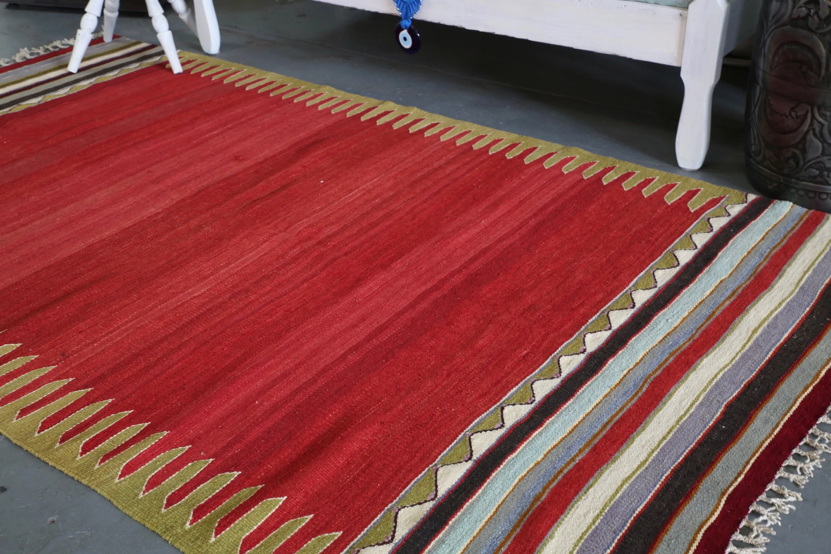 Old Bodrum Bos Kilim 4.4ftx8ft