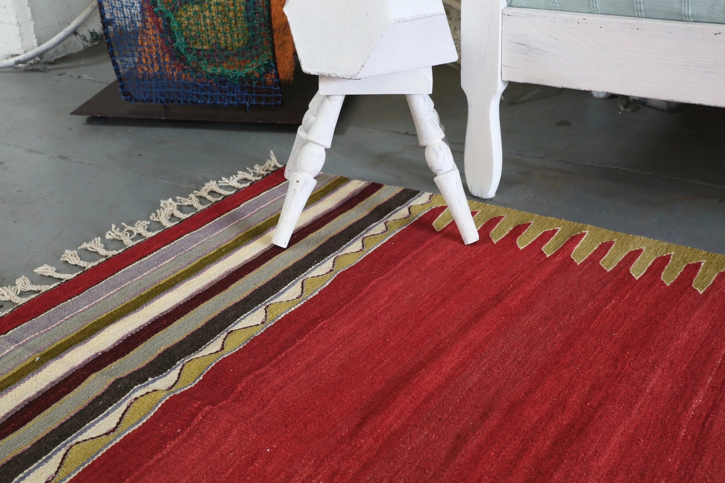 Old Bodrum Bos Kilim 4.4ftx8ft