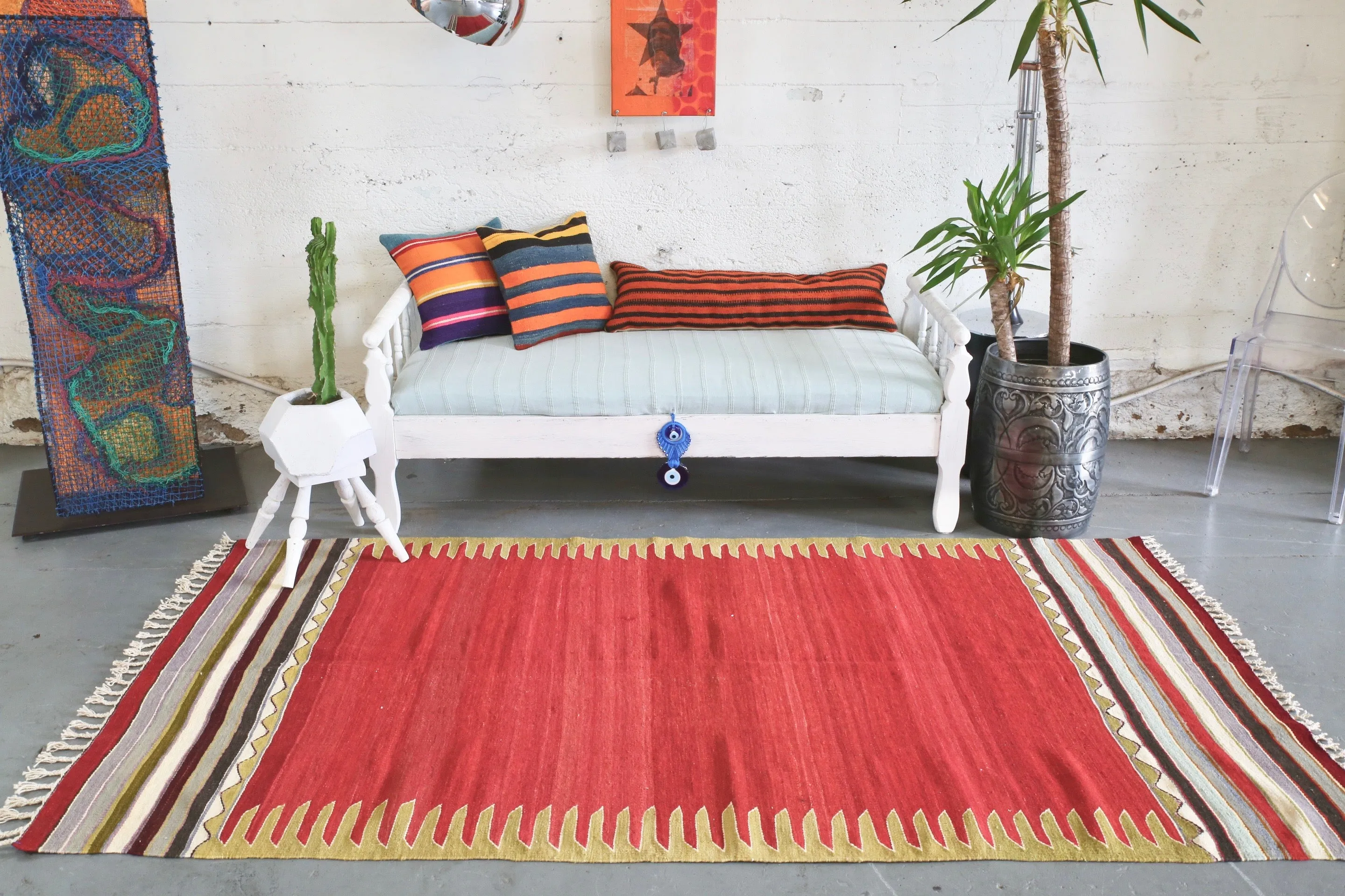Old Bodrum Bos Kilim 4.4ftx8ft
