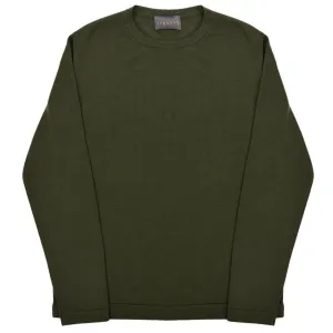 Olive Fine Knit Crewneck Sweater