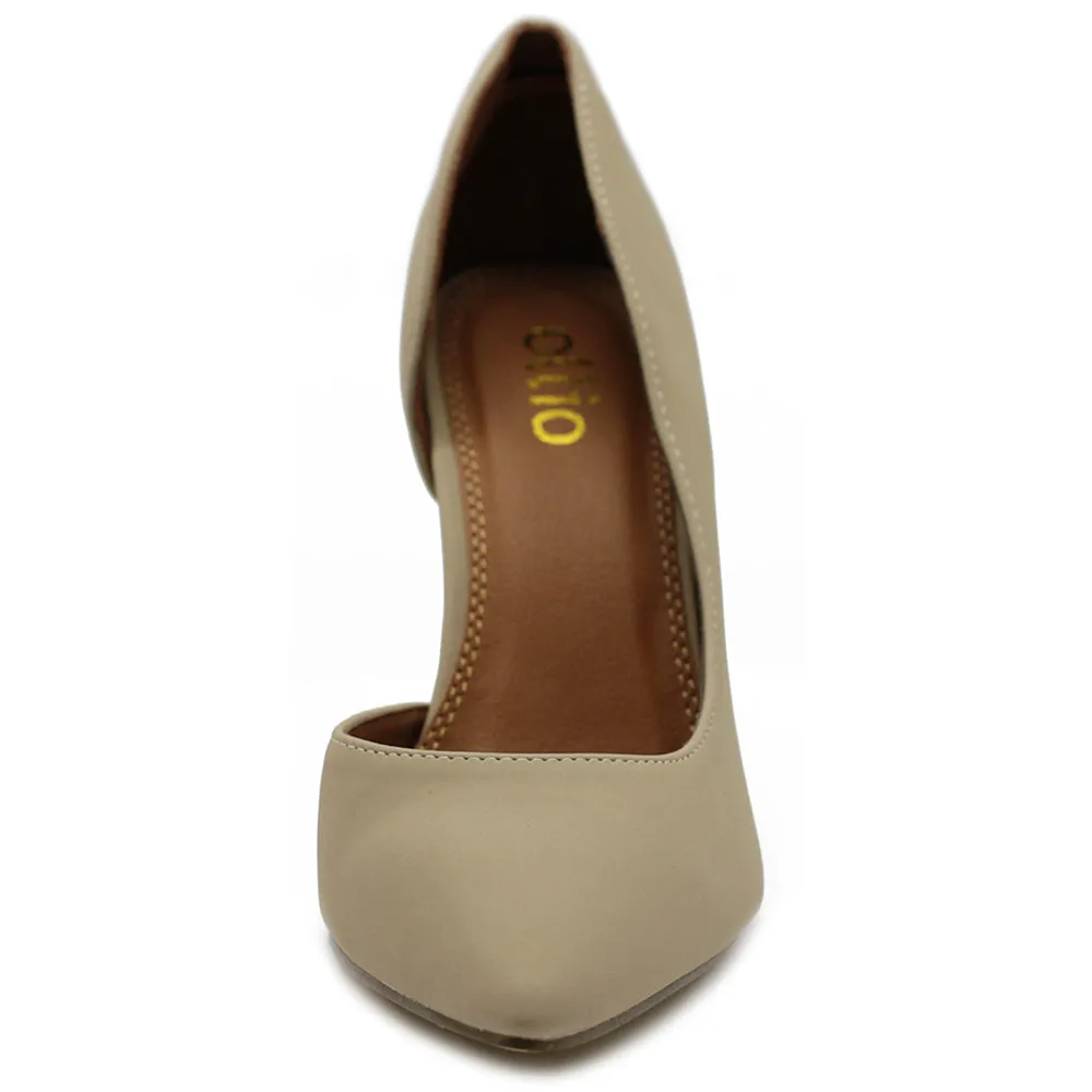 Ollio Women Shoes Fashion Faux-Suede Dress High Heels D'Orsay Pumps