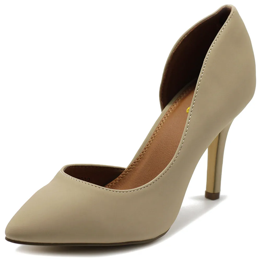 Ollio Women Shoes Fashion Faux-Suede Dress High Heels D'Orsay Pumps