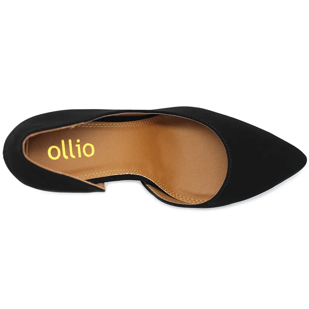 Ollio Women Shoes Fashion Faux-Suede Dress High Heels D'Orsay Pumps