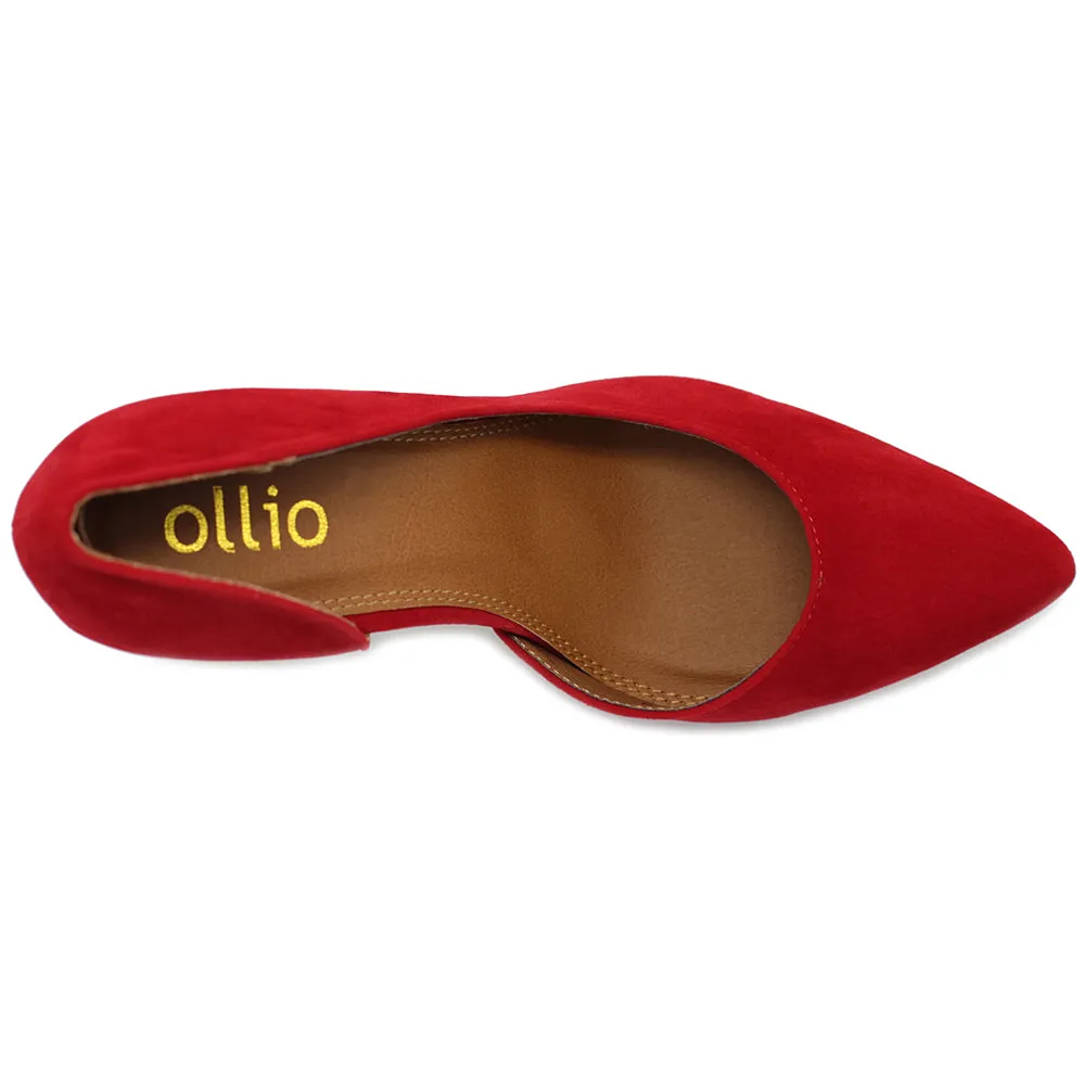 Ollio Women Shoes Fashion Faux-Suede Dress High Heels D'Orsay Pumps