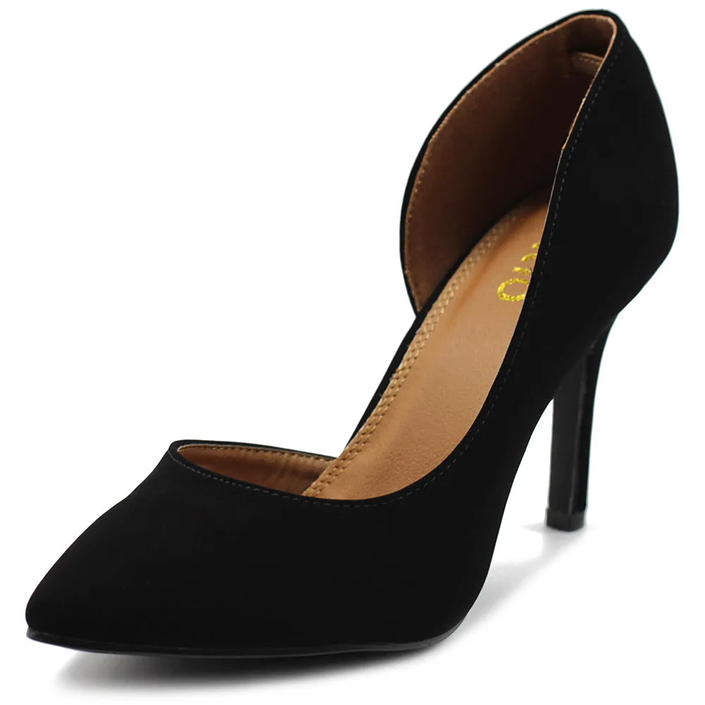 Ollio Women Shoes Fashion Faux-Suede Dress High Heels D'Orsay Pumps