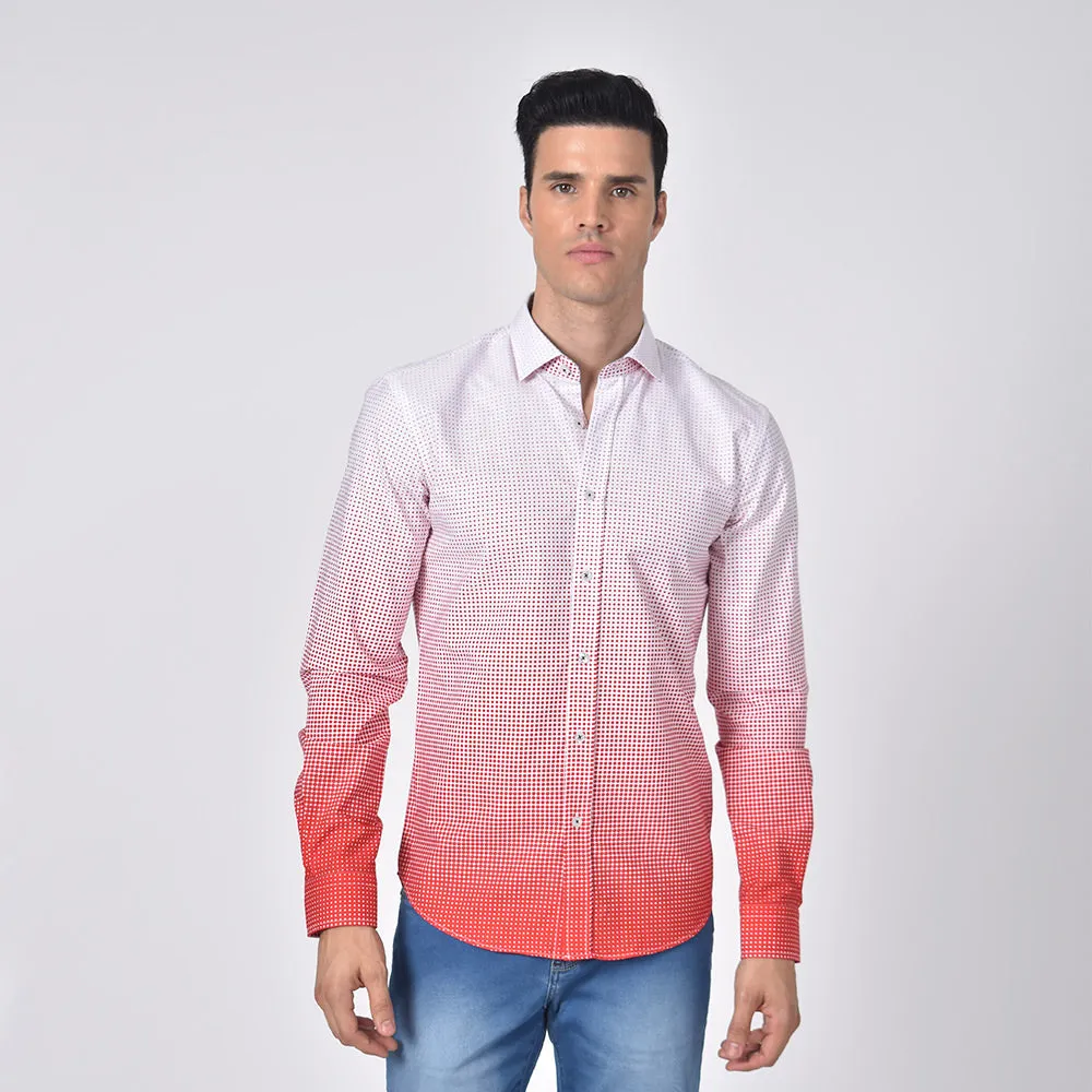 Ombré Red Polka Dot Button Down Shirt