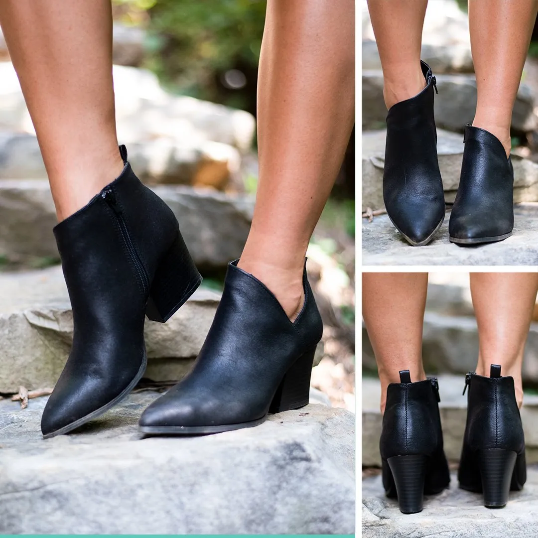 On This Day Black Heeled Booties