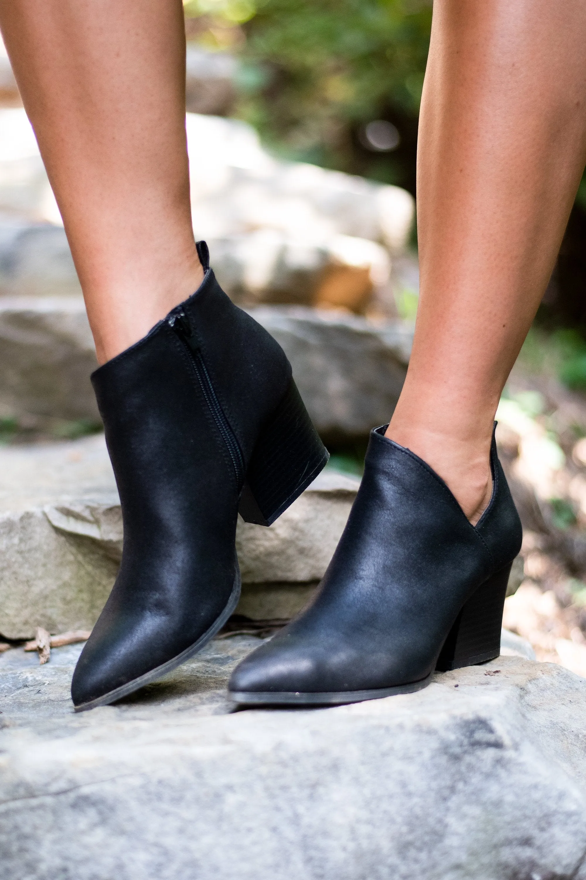 On This Day Black Heeled Booties