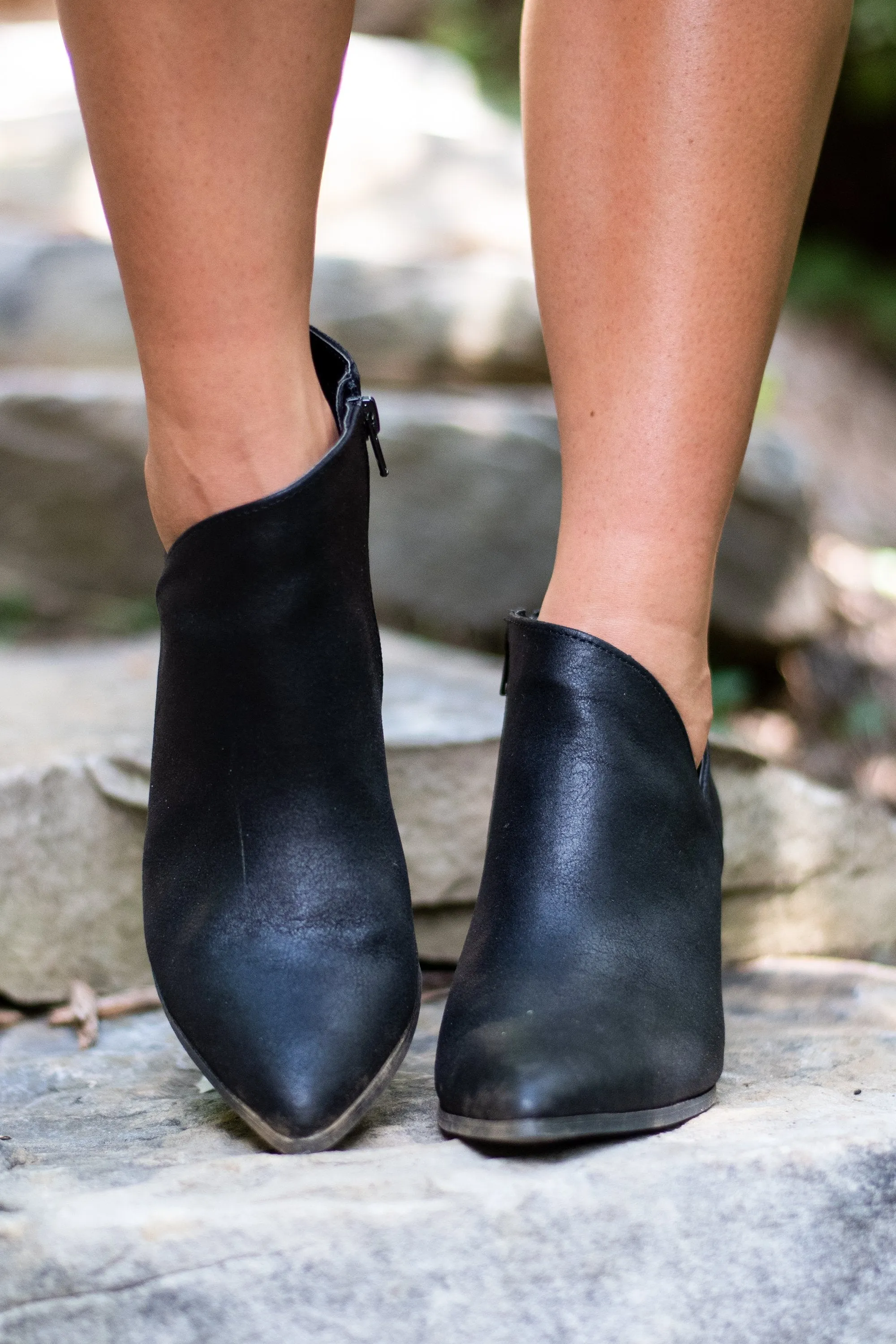 On This Day Black Heeled Booties