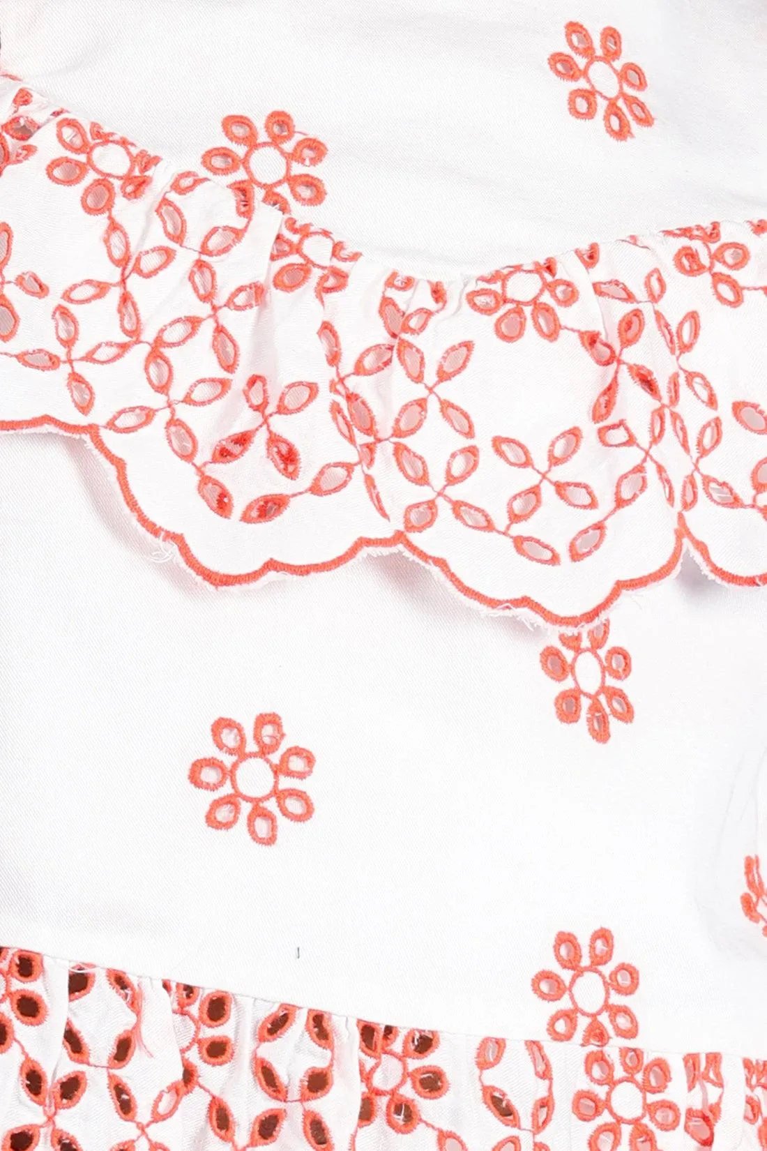 One Friday Girls White Cotton Cold Shoulder Top