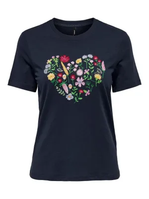Onlemma Reg S/s Flower Top Box Jrs - Navy