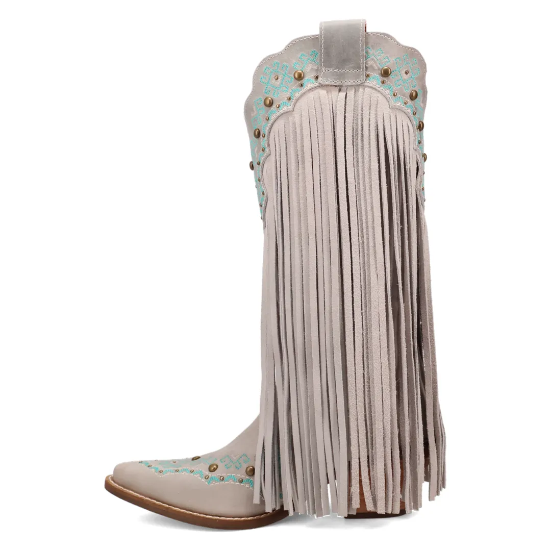 Online Exclusive | Dingo | Tequila Sunrise Suede Boots in Off White **PREORDER