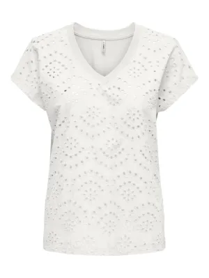 Onllulu Life S/s V-neck Top Box Jrs - Off-white